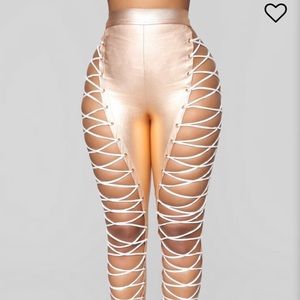 Shine of the night Lace up Pants - Rose Gold